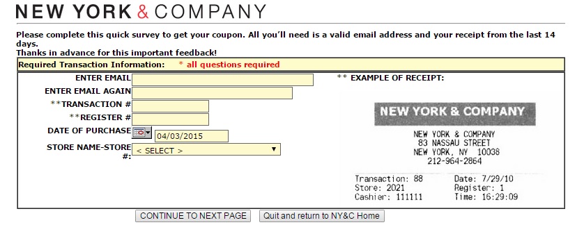 new york & company customer feedback survey 2