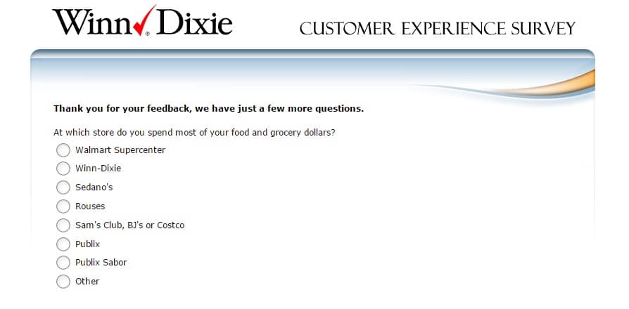 winn dixie customer feedback survey 3