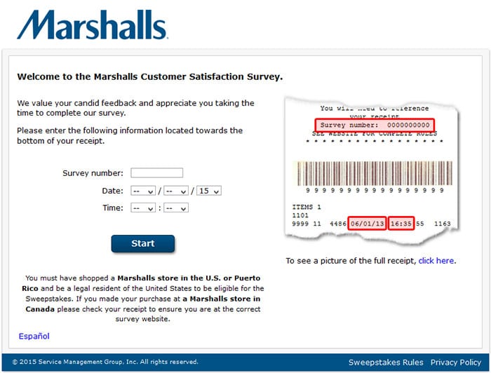 marshalls feedback survey link
