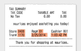 top part of the maurices receipt