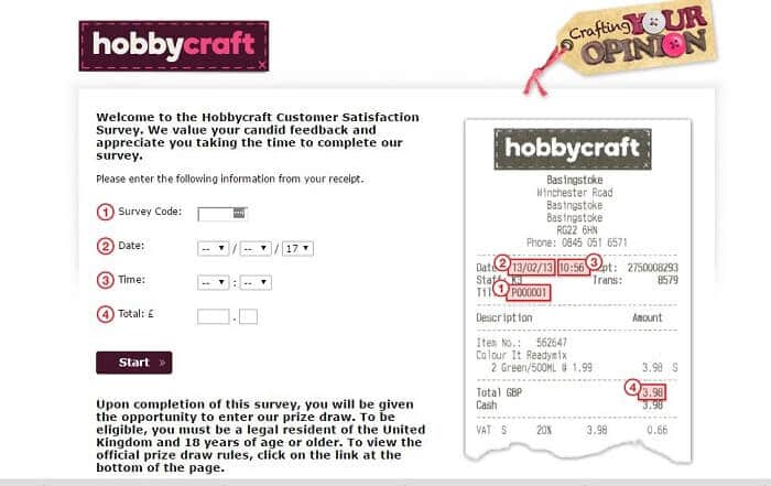 hobbycraft survey screenshot