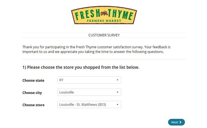 fresh thyme farmers market survey