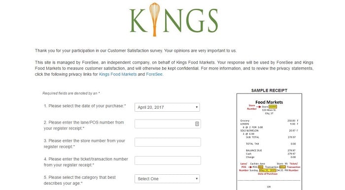kings food markets survey