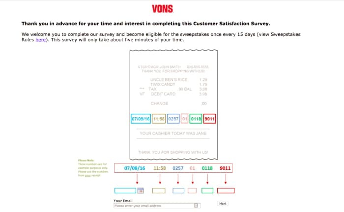 vons survey screenshot
