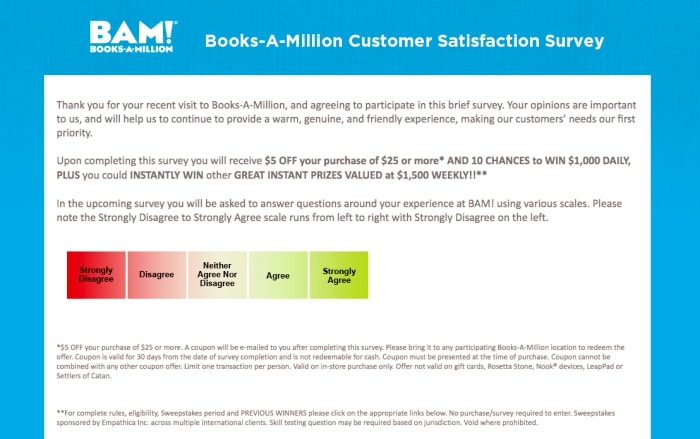 books a million survey screenshot
