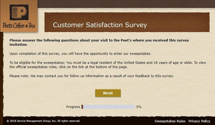 Peet's survey first page