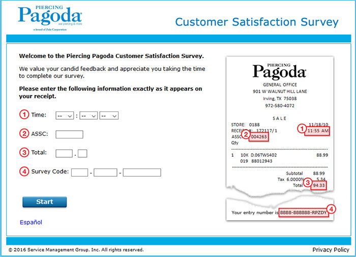 Piercing pagoda screenshot survey