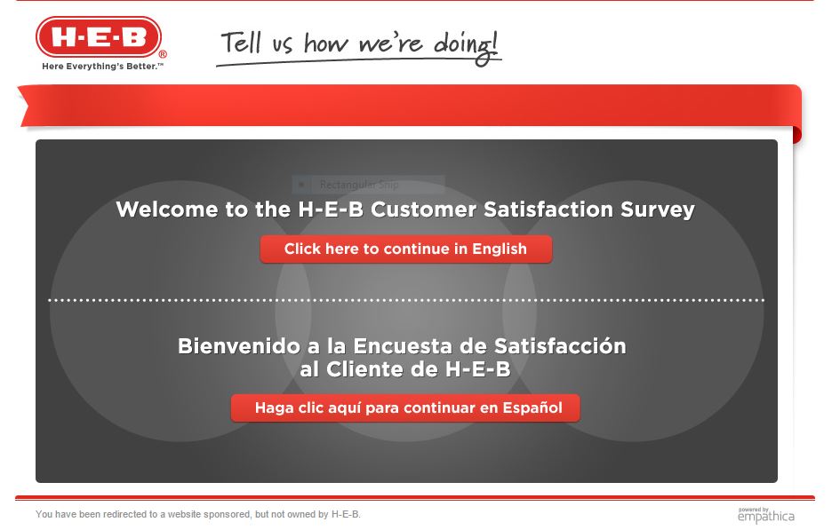 HEB survey screenshot