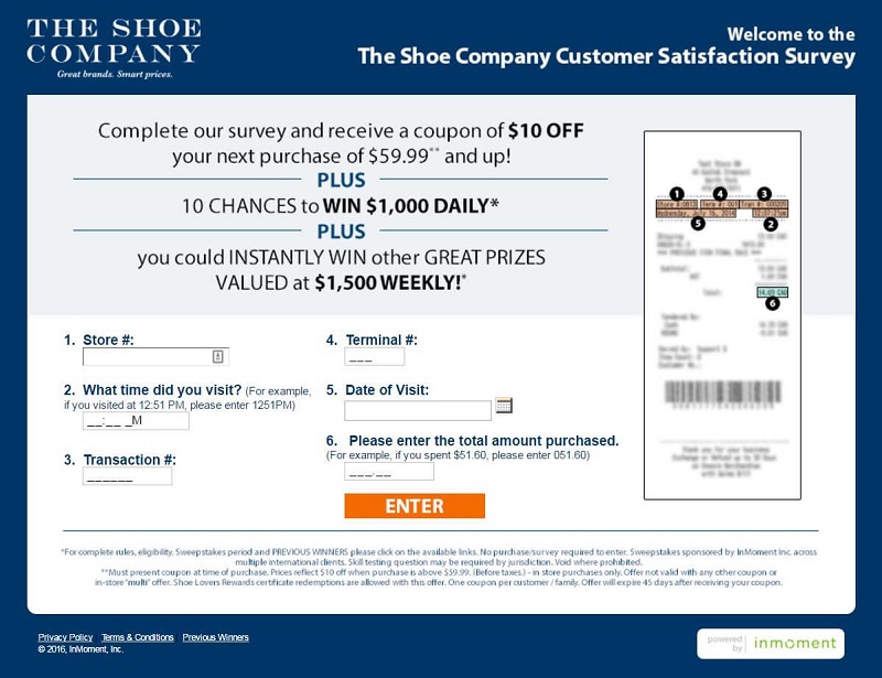 a print screen of the second page from the shoe company survey