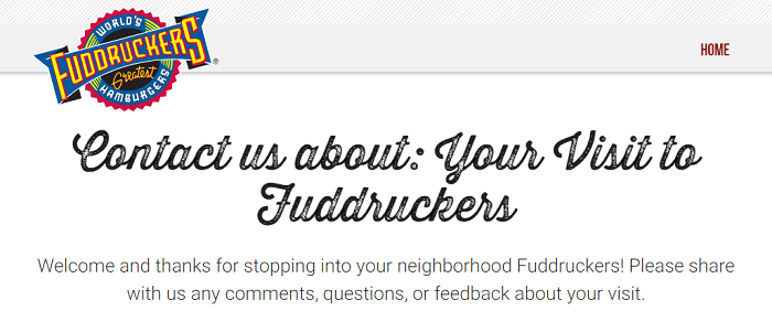 Fuddruckers contact us screenshot
